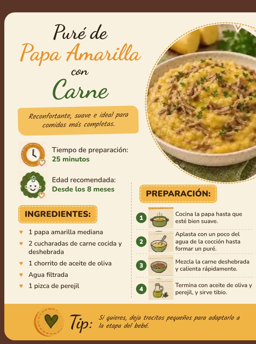 Receta: Puré de papa amarilla con carne