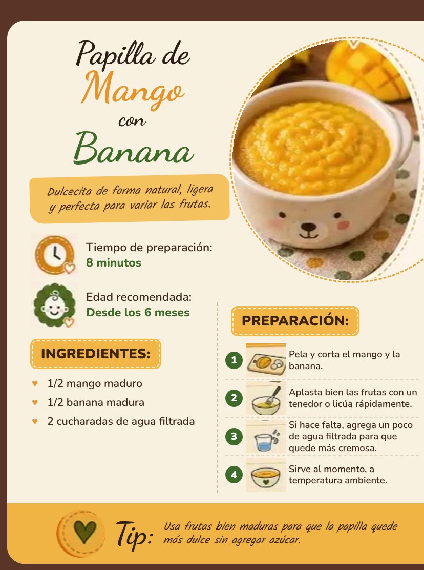 Receta: Papilla de mango con banana