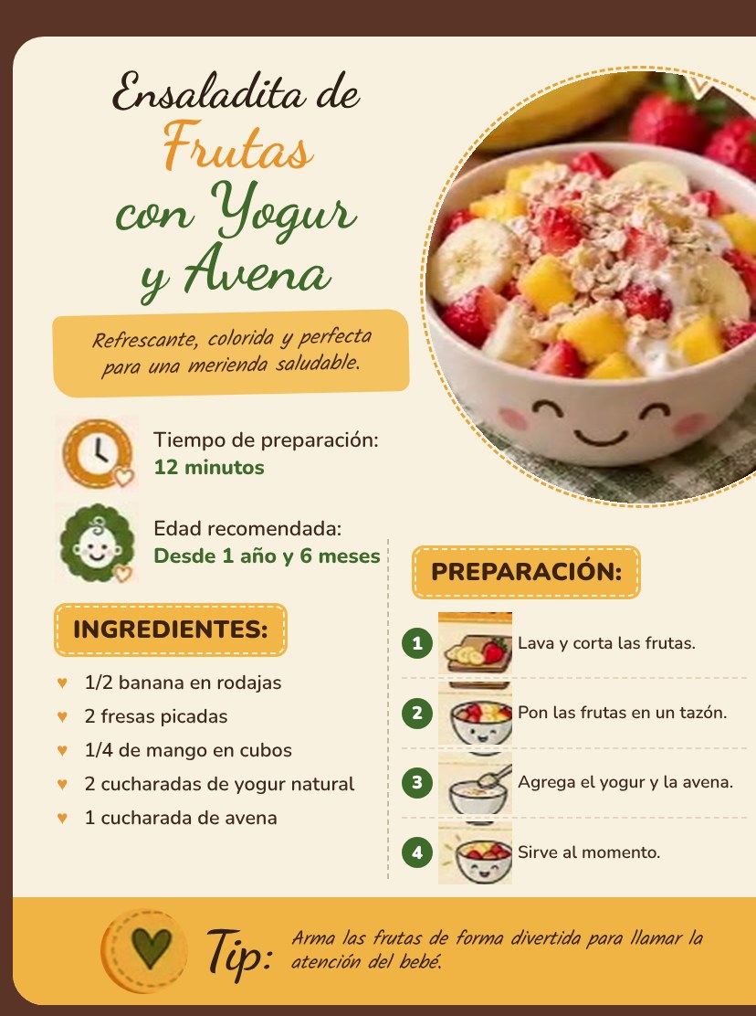 Receta: Ensaladita de frutas con yogur y avena