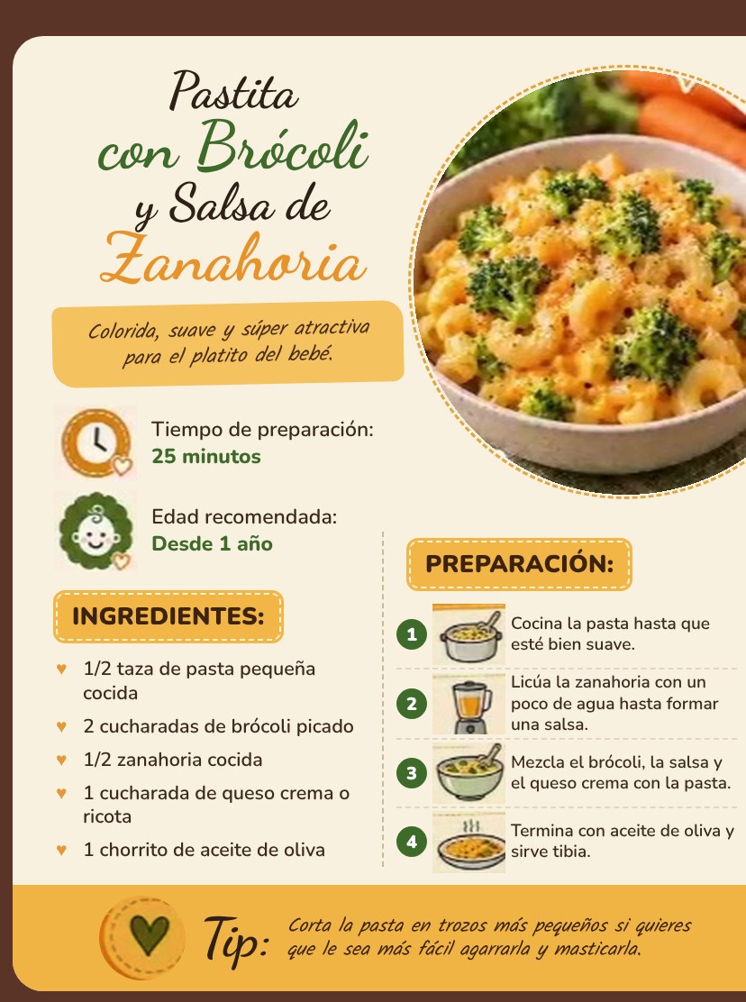 Receta: Pastita con brócoli y salsa de zanahoria