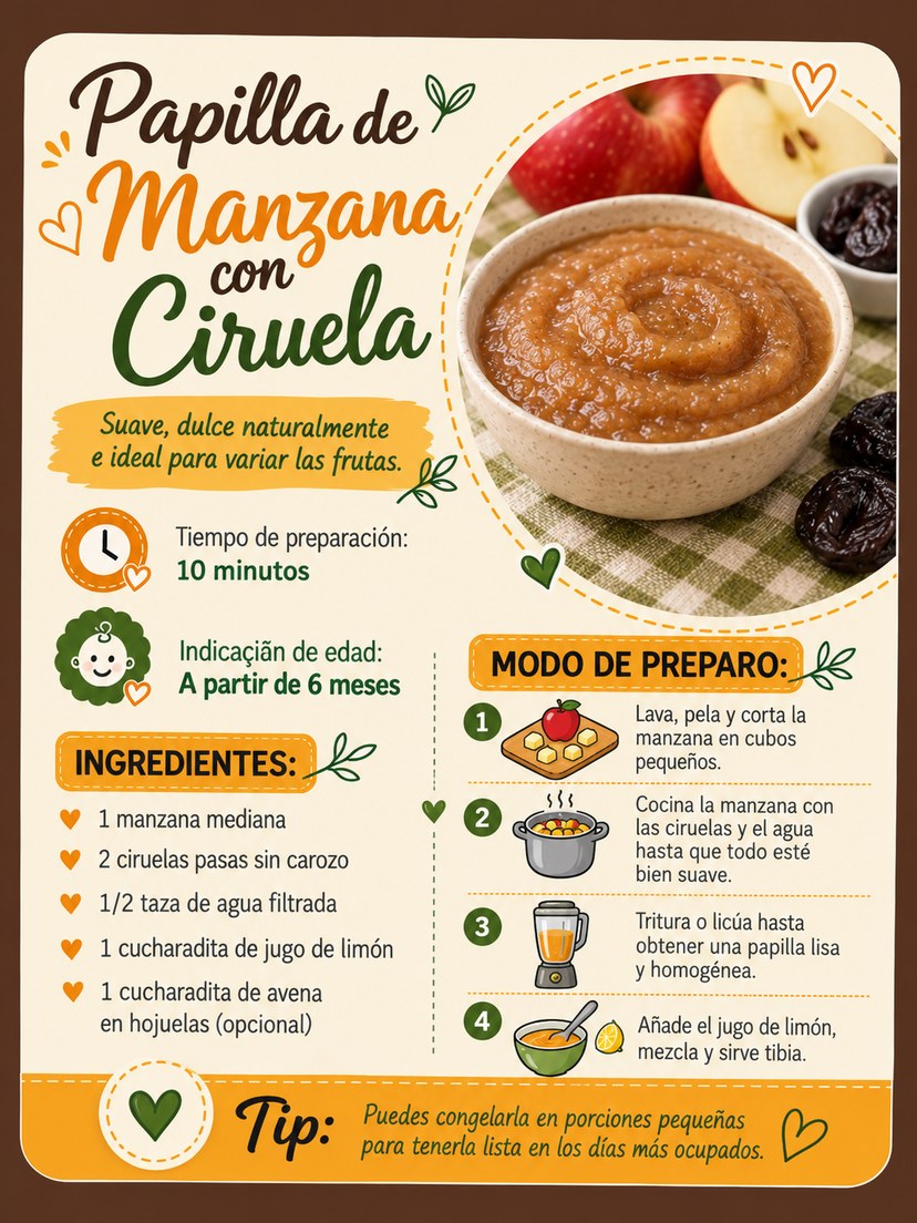 Receta: Papilla de manzana con ciruela