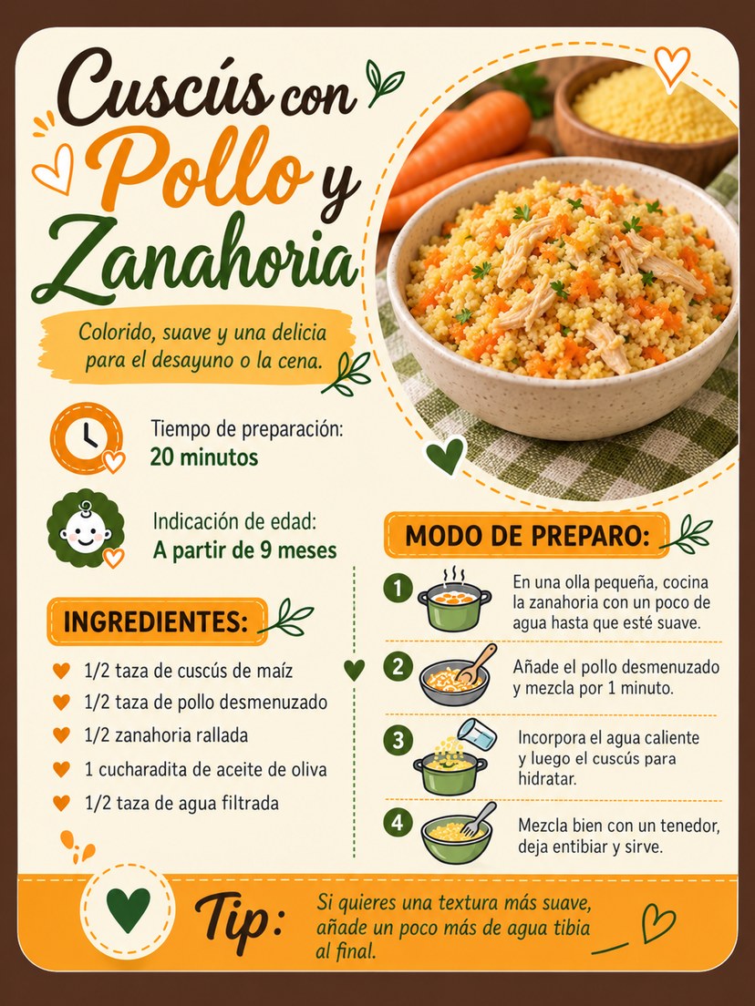 Receta: Cuscús con pollo y zanahoria